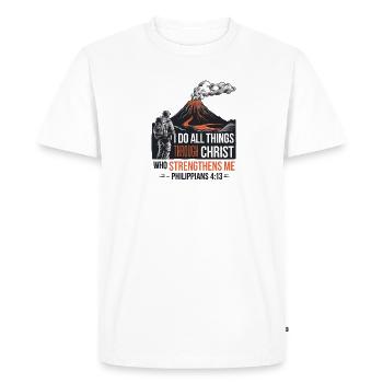 Tout cela par le Christ qui me fortifie Philippiens - T-shirt Premium bio Homme - blanc - Devant - Nico (187cm)