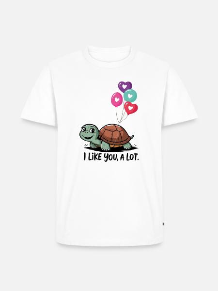 Turtle with Heart Balloons - Men's Premium Organic T-Shirt - white