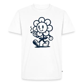 Retro Floral Mascot with Cigarette Drawing - Men's Premium Organic T-Shirt - white - Front - Nico (187cm)