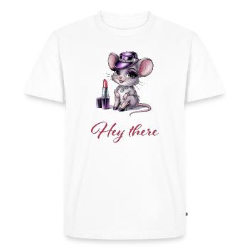 Souris chaude avec glamour et rouge à lèvres - T-shirt Premium bio Homme - blanc - Devant - Nico (187cm)