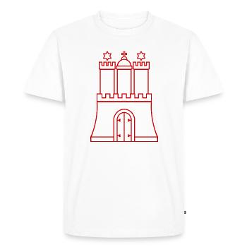 Armoiries de Hambourg : Ligue hanséatique, Tradition et Porte - T-shirt Premium bio Homme - blanc - Devant - Nico (187cm)