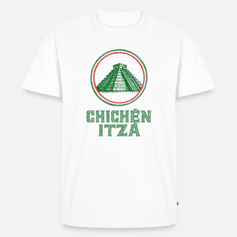 Chichén Itzá Tempel Flagge Mexiko - Männer Premium Bio T-Shirt - Weiß