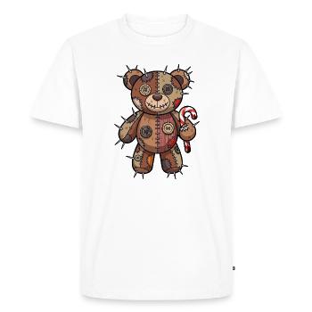 Creepy Christmas Bear Voodoo Halloween Nightmare - Men's Premium Organic T-Shirt - white - Front - Nico (187cm)