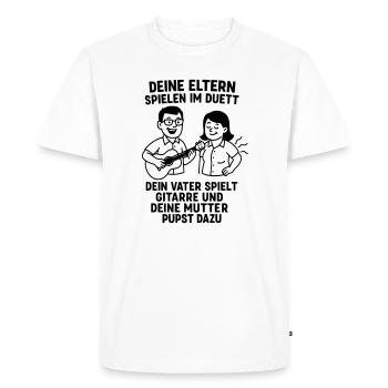 Musique des parents en duo - T-shirt Premium bio Homme - blanc - Devant - Nico (187cm)