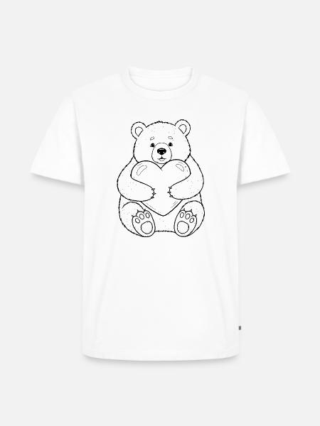 Teddybär mit Herz – kuschelige Liebe - Männer Premium Bio T-Shirt - Weiß