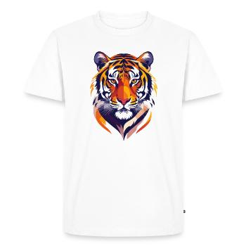 Colorful tiger head print, proud tiger graphic - Men's Premium Organic T-Shirt - white - Front - Nico (187cm)