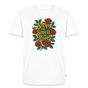 Stop and Smell the Roses Floral - Men's Premium Organic T-Shirt - white - Front - Nico (187cm)