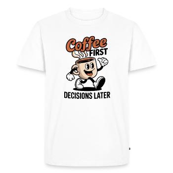 Coffee Hero Caricature Mug - Men's Premium Organic T-Shirt - white - Front - Nico (187cm)
