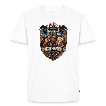 Viking Warrior Shield Emblem - Men's Premium Organic T-Shirt - white - Front - Nico (187cm)