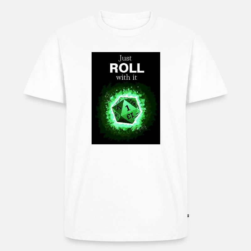 Faites simplement avec les dés verts rétro D20 - T-shirt Premium bio Homme - blanc