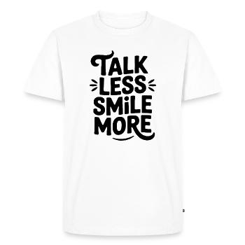 Parler moins, sourire plus - T-shirt Premium bio Homme - blanc - Devant - Nico (187cm)