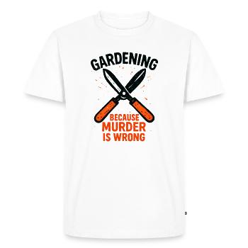 Sécateur Humour Jardinage Permaculture - T-shirt Premium bio Homme - blanc - Devant - Nico (187cm)