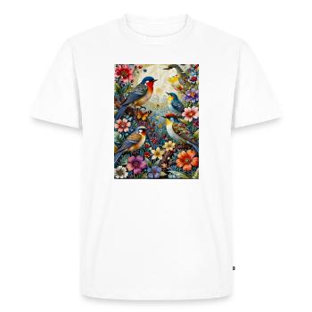 Oiseaux dans la splendeur florale - T-shirt Premium bio Homme - blanc - Devant - Nico (187cm)