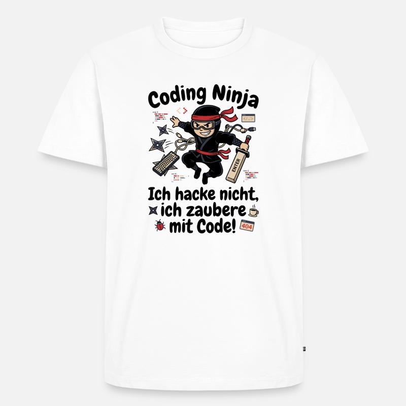 Coder Ninja Programmierer Humor - Männer Premium Bio T-Shirt - Weiß