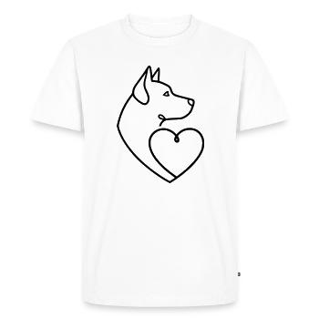 Dessin en ligne de cœur de Husky Shepherd - T-shirt Premium bio Homme - blanc - Devant - Nico (187cm)