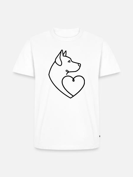 Husky Schäferhund Herz Line Art - Männer Premium Bio T-Shirt - Weiß