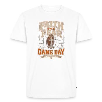 Faith over Fear on Match Day Christian - Men's Premium Organic T-Shirt - white - Front - Nico (187cm)