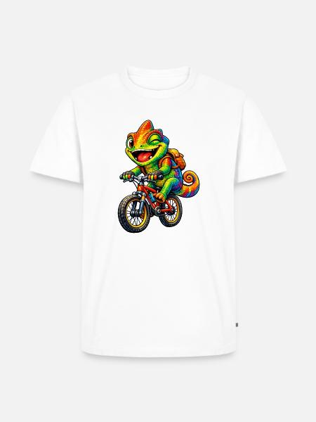 Caméléon à vélo - T-shirt Premium bio Homme - blanc