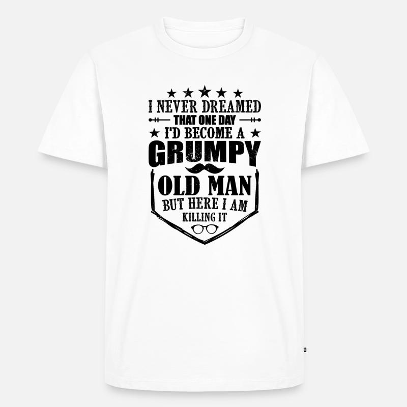 Grumpy Oldman - grandpa - Männer Premium Bio T-Shirt - Weiß