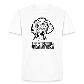 Vizsla hongrois la vie est meilleure Chiens Wilsigns - T-shirt Premium bio Homme - blanc - Devant - Nico (187cm)