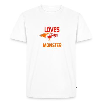 Ce gamin aime les Monster Trucks - T-shirt Premium bio Homme - blanc - Devant - Nico (187cm)