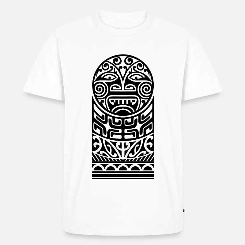 Tiki Maori Design - Männer Premium Bio T-Shirt - Weiß