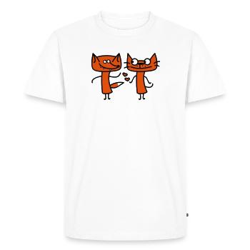 Fox and cat - Men's Premium Organic T-Shirt - white - Front - Nico (187cm)