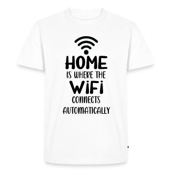 La maison est l’endroit où le Wifi se connecte automatiquement - T-shirt Premium bio Homme - blanc - Devant - Nico (187cm)