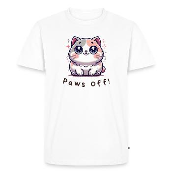 Pattes dehors ! – Chemise chat drôle - T-shirt Premium bio Homme - blanc - Devant - Nico (187cm)