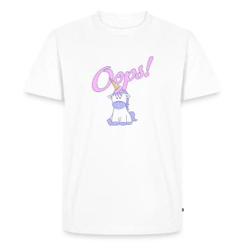 Unicorn Oops! - Men's Premium Organic T-Shirt - white - Front - Nico (187cm)