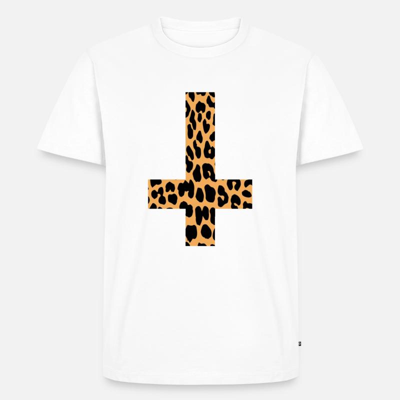 Leopard Inverted Cross - Männer Premium Bio T-Shirt - Weiß