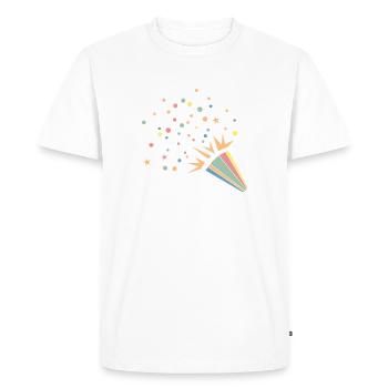 Corne à confettis festive XL - T-shirt Premium bio Homme - blanc - Devant - Nico (187cm)