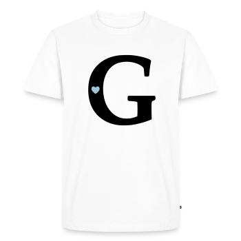 point G Lettre initiale - T-shirt Premium bio Homme - blanc - Devant - Nico (187cm)