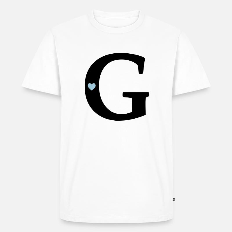 Buchstabe G Anfangsbuchstabe - Männer Premium Bio T-Shirt - Weiß