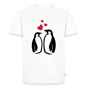 Amoureux des pingouins - amoureux - coeurs - amour - T-shirt Premium bio Homme - blanc - Devant - Nico (187cm)
