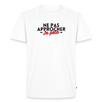 Ne pas approcher je pète - T-shirt Premium bio Homme - blanc - Devant - Nico (187cm)