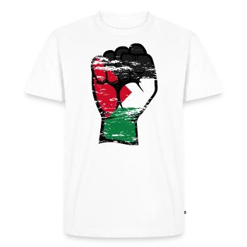 Palestine flag fist symbol used - Men's Premium Organic T-Shirt - white - Front - Nico (187cm)