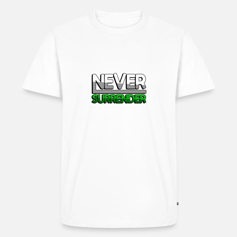 NEVER SURRENDER (Grün) - Gaming - Männer Premium Bio T-Shirt - Weiß