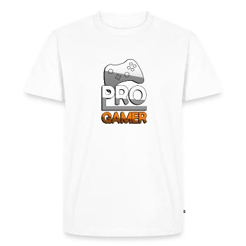 PRO GAMER (Orange) + Contrôleur - Jeux - T-shirt Premium bio Homme - blanc - Devant - Nico (187cm)