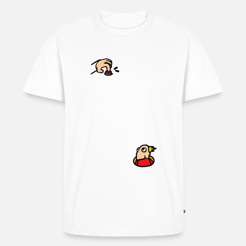 Piepton - roter Knopf - Männer Premium Bio T-Shirt - Weiß