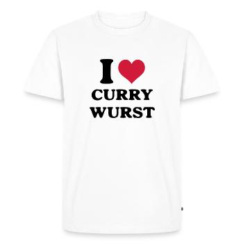 Currywurst i love - Men's Premium Organic T-Shirt - white - Front - Nico (187cm)