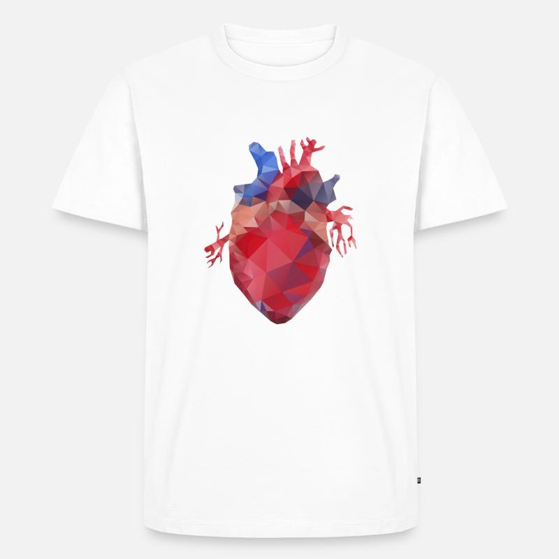 Herz Lowpoly - Männer Premium Bio T-Shirt - Weiß