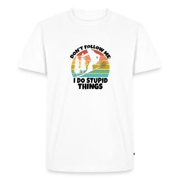 Ne me suivez pas, je fais des choses stupides - T-shirt Premium bio Homme - blanc - Devant - Nico (187cm)