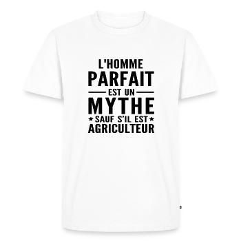 l homme parfait est agriculteur - T-shirt Premium bio Homme - blanc - Devant - Nico (187cm)