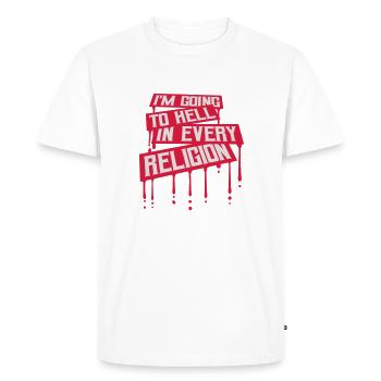 En allant en enfer - T-shirt Premium bio Homme - blanc - Devant - Nico (187cm)