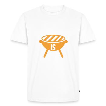 HAPPINESS IS BBQ - Men's Premium Organic T-Shirt - white - Front - Nico (187cm)