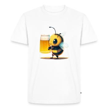 Funny and cute bee with beer - Men's Premium Organic T-Shirt - white - Front - Nico (187cm)
