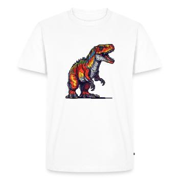 Pixel Tyrannosaurus Rex aux couleurs vives - T-shirt Premium bio Homme - blanc - Devant - Nico (187cm)