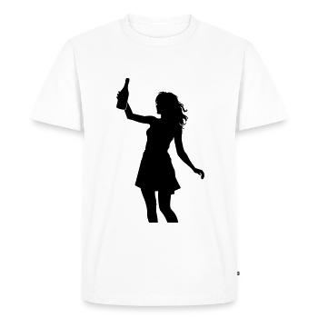 Silhouette de fêtarde célébrant la consommation d’alcool - T-shirt Premium bio Homme - blanc - Devant - Nico (187cm)