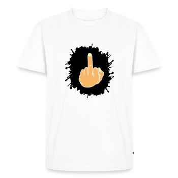 Splatter middle finger - Men's Premium Organic T-Shirt - white - Front - Nico (187cm)
